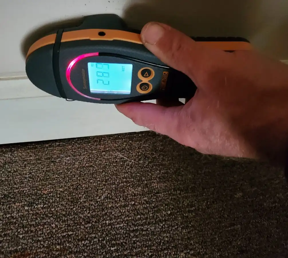 Moisture detection at baseboard during Sewage Cleanup & Sanitation in Hidden Valley